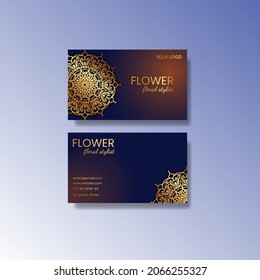 Business Card Set with Mandala Flower. EPS 10