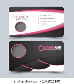 Business card set. Modern design banner template. Presentation background. Black and pink vector illustration.