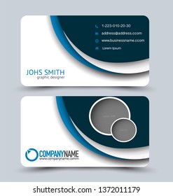 Business card set. Modern design banner template. Presentation background. Blue vector illustration.