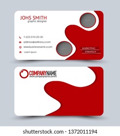 Business card set. Modern design banner template. Presentation background. Red vector illustration.
