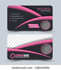 Business card set. Modern design banner template. Presentation background. Black and pink vector illustration.