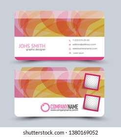 Business card set. Modern design banner template. Presentation background. Pink and orange vector illustration.