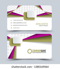 Business card set. Modern design banner template. Presentation background. Pink and green vector illustration.