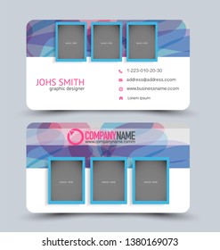Business card set. Modern design banner template. Presentation background. Blue and pink vector illustration.