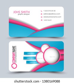 Business card set. Modern design banner template. Presentation background. Blue and pink vector illustration.