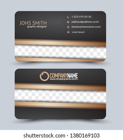 Business card set. Modern design banner template. Presentation background. Black and gold vector illustration.