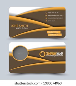 Business card set. Modern design banner template. Presentation background. Brown and orange vector illustration.