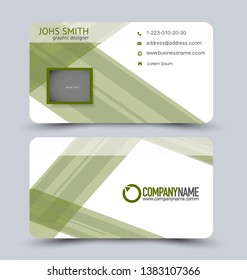 Business card set. Modern design banner template. Presentation background. Green vector illustration.