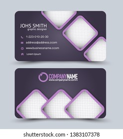 Business card set. Modern design banner template. Presentation background. Purple vector illustration.