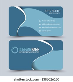 Business card set. Modern design banner template. Presentation background. Blue vector illustration.