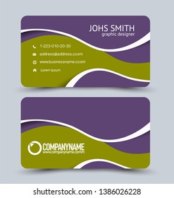 Business card set. Modern design banner template. Presentation background. Purple and green vector illustration.