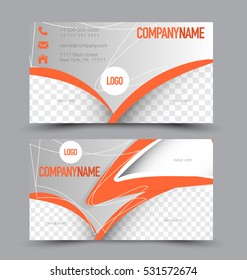 Business card set template. Banner design. Orange color. Corporate identity vector illustration.