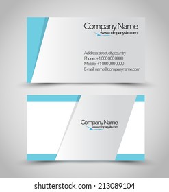 Business card set template. Blue and silver color. Vector illustration.