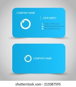 Business card set template. Blue color, round corners. Vector illustration.