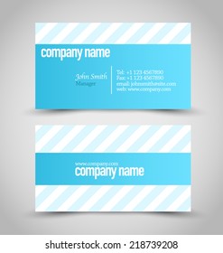 Business card set template. Blue and white color. Vector illustration.