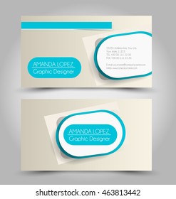 Business card set template. Blue color. Corporate identity vector illustration.