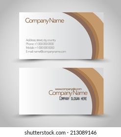 Business card set template. Brown and white color. Vector illustration.