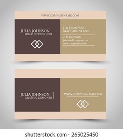 Business card set template. Brown color. Corporate identity vector illustration.