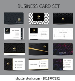 Business card set template design. With inspiration from the abstract. Contact card for company. Two sided on the gray background. Vector illustration. 
