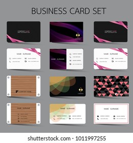 Business card set template design. With inspiration from the abstract. Contact card for company. Two sided on the gray background. Vector illustration. 
