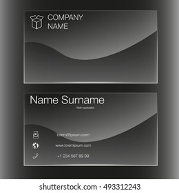 Business card set template.  Flat design. Black design.
