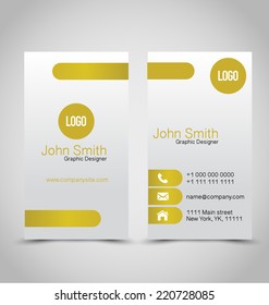Business card set template. Golden and silver color. Vector illustration.