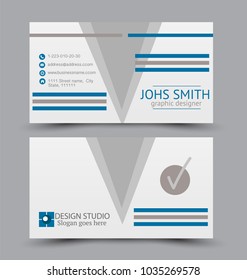 Business card set template for business identity corporate style. Vector illustration. Blue color.
