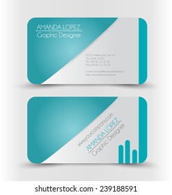 Plantilla de conjunto de tarjeta de visita para el estilo corporativo de la identidad empresarial. Color verde y plateado. Ilustración vectorial.