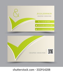 Business card set template for business identity corporate style. Green color. Vector illustration.