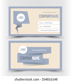 Business card set template for business identity corporate style. Blue and yellow color. Vector illustration.