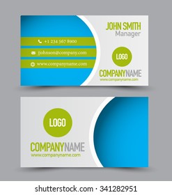 Business card set template for business identity corporate style. Green and blue color. Vector illustration.