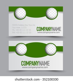 Business card set template for business identity corporate style. Green color. Vector illustration.