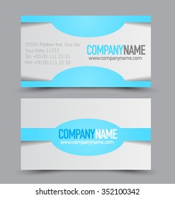 Business card set template for business identity corporate style. Blue color. Vector illustration.