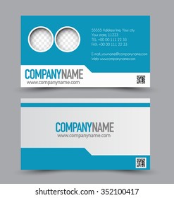 Business card set template for business identity corporate style. Blue color. Vector illustration.