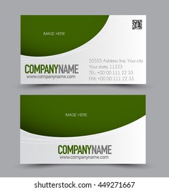 Business card set template for business identity corporate style. Green color. Vector illustration.