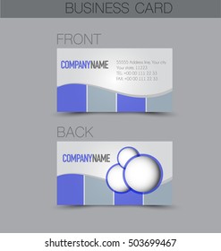 Business card set template for business identity corporate style. Blue color. Vector illustration
