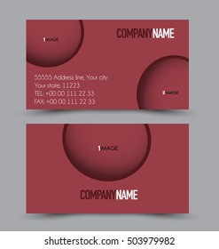 Business card set template for business identity corporate style. Red color. Vector illustration.