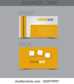 Business card set template for business identity corporate style. Orange color. Vector illustration.