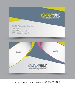 Business card set template for business identity corporate style. Grey, yellow, and pink color. Vector illustration