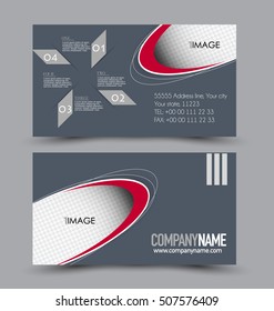 Business card set template for business identity corporate style. Red and grey color. Vector illustration