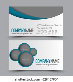 Business card set template for business identity corporate style. Vector illustration.  Blue color.