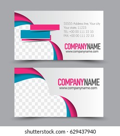 Business card set template for business identity corporate style. Vector illustration. Pink and blue color.