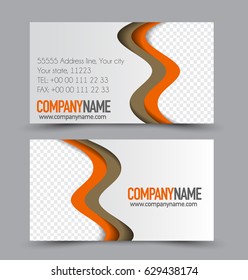 Business card set template for business identity corporate style. Vector illustration. Orange color.