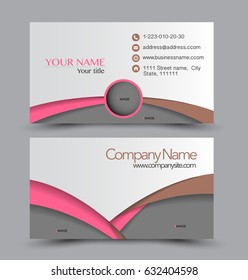 Business card set template for business identity corporate style. Vector illustration. Pink and brown color