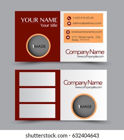 Business card set template for business identity corporate style. Vector illustration. Red and orange color