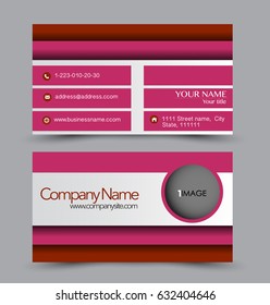 Business card set template for business identity corporate style. Vector illustration. Red color