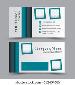 Business card set template for business identity corporate style. Vector illustration. Blue color