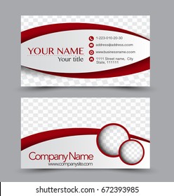 Business card set template for business identity corporate style. Vector illustration. Red color.