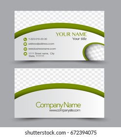 Business card set template for business identity corporate style. Vector illustration. Green color.