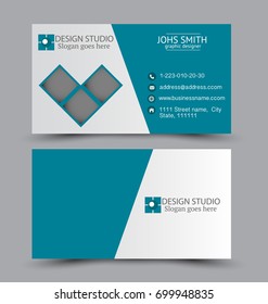 Business card set template for business identity corporate style. Vector illustration. Blue color.